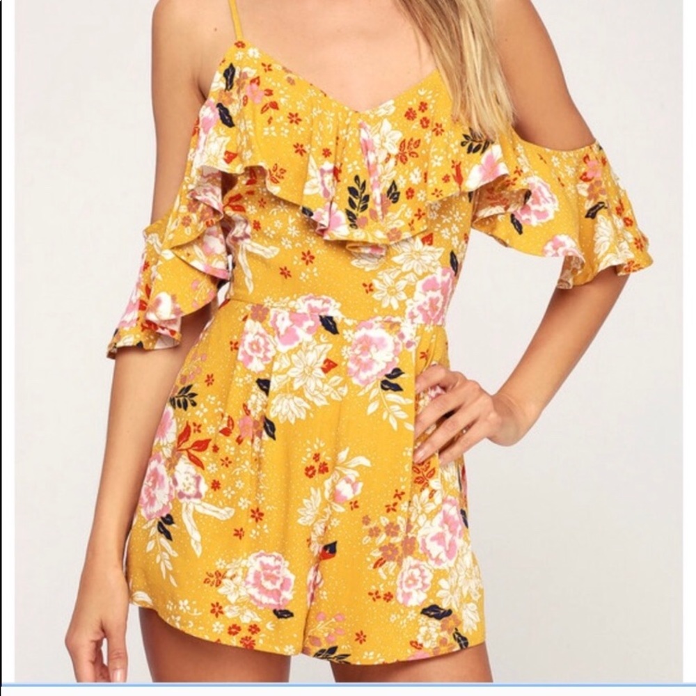 Lulus yellow floral romper